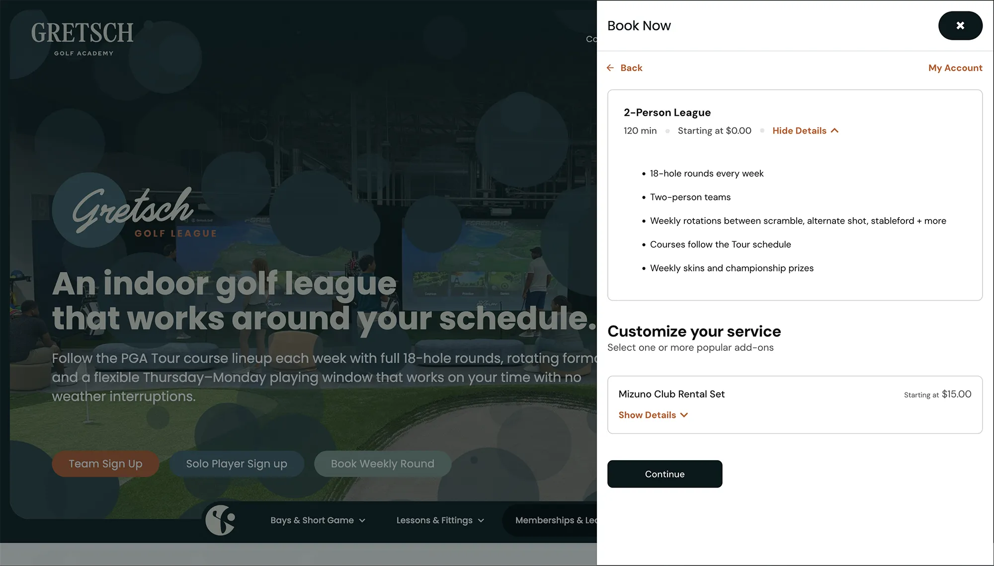 Gretsch Golf - Booking Leagues